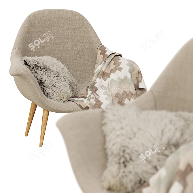 Sleek Fur Lounge Chair 3D model image 2