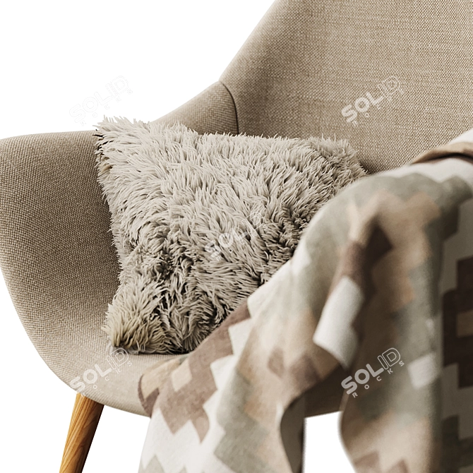 Sleek Fur Lounge Chair 3D model image 3