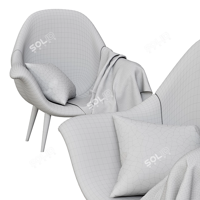 Sleek Fur Lounge Chair 3D model image 4