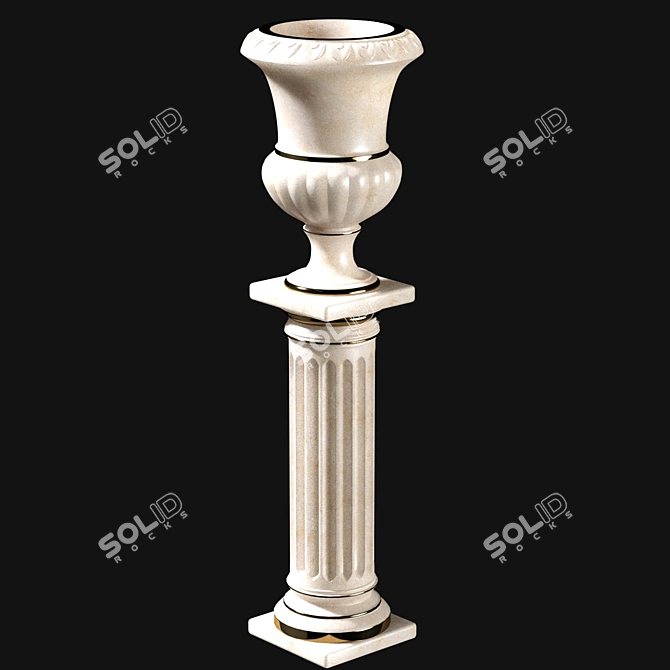 Elegant Marble Vase Stand 3D model image 1