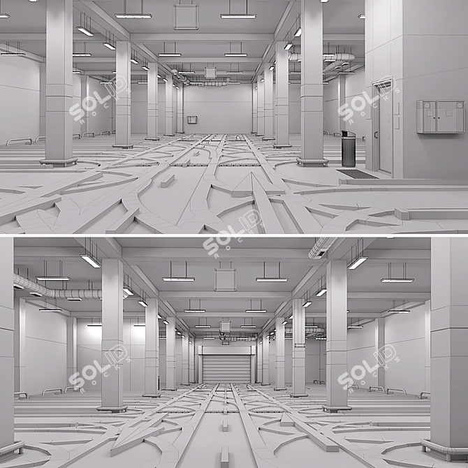 Secure Parking Lot: 24 Spaces 3D model image 4