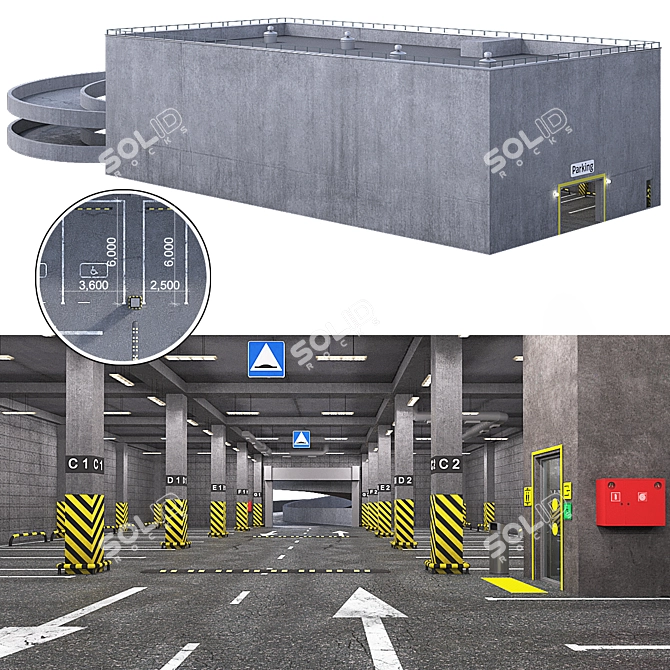 Secure Parking Lot: 24 Spaces 3D model image 5