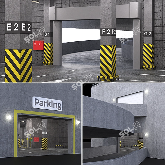 Secure Parking Lot: 24 Spaces 3D model image 10