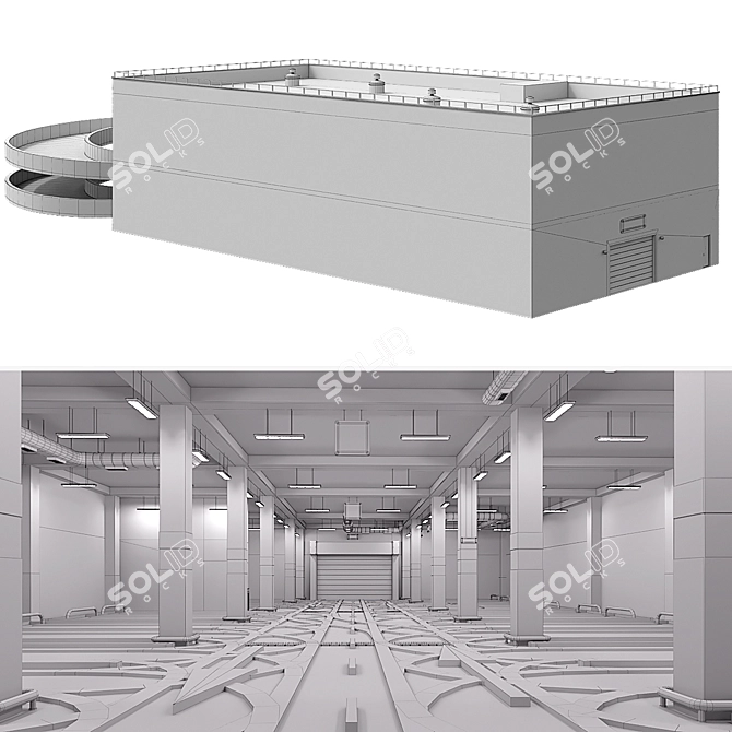 Secure Parking Lot: 24 Spaces 3D model image 12