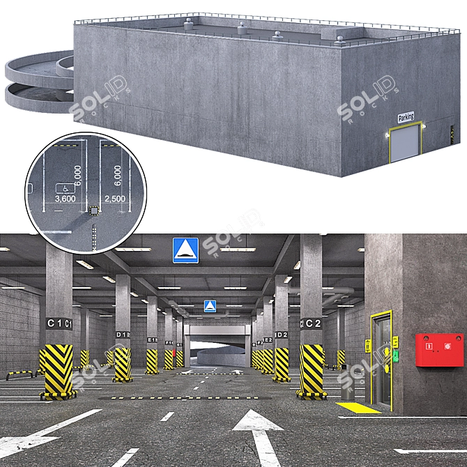 Secure Parking Lot: 24 Spaces 3D model image 13