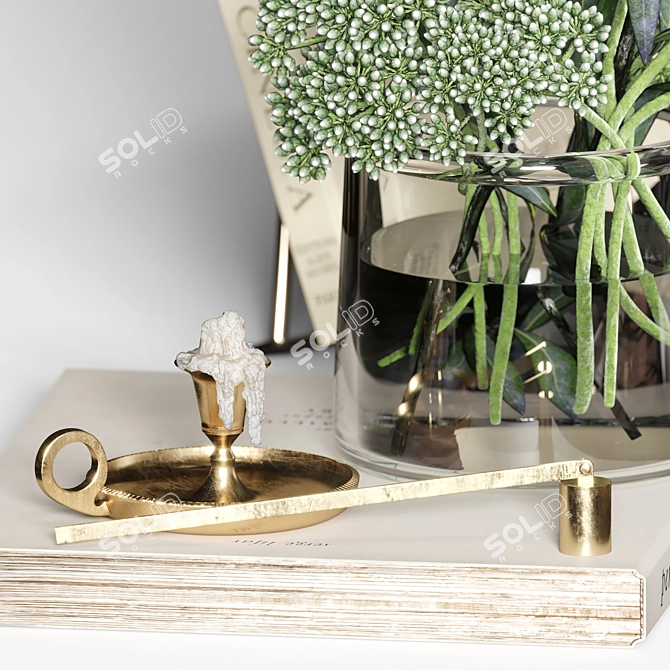 Elegant Coffee and Bouquet Decor Set 3D model image 3