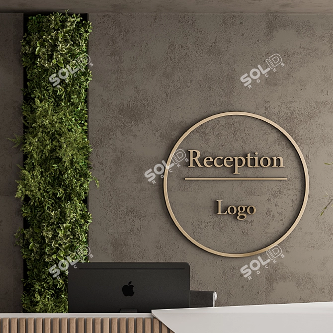 Elegant Reception Desk & Wall Art 3D model image 3