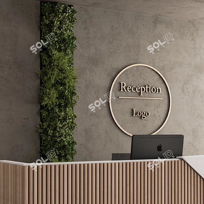 Elegant Reception Desk & Wall Art 3D model image 4