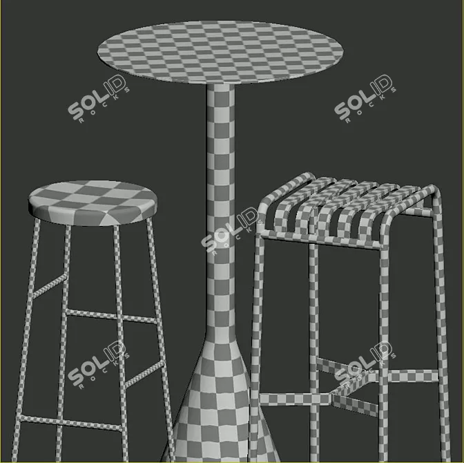 Modern Hay Bar Set: Table & Stools 3D model image 4