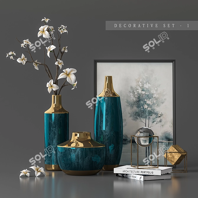 Elegant Home Decor Set 3D model image 1