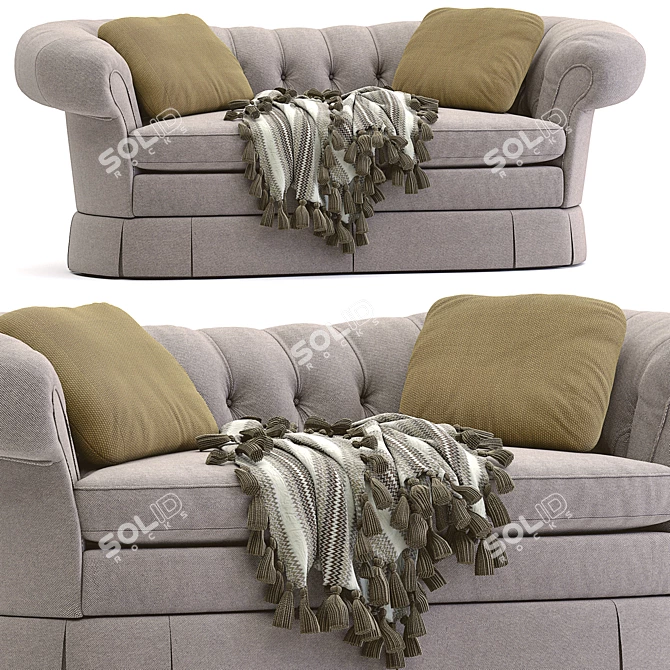 Elegant Victorian Loveseat 3D model image 1