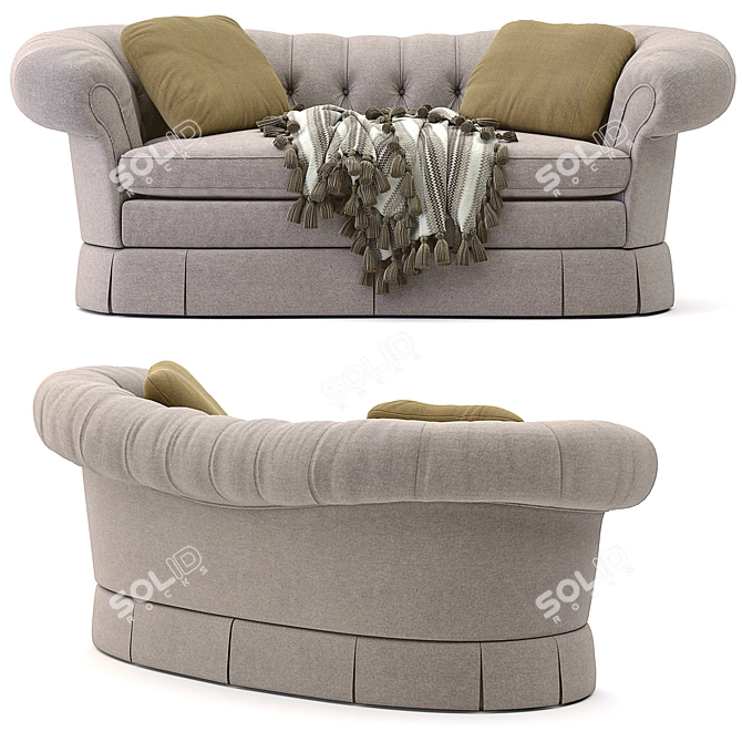 Elegant Victorian Loveseat 3D model image 3