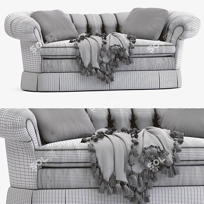 Elegant Victorian Loveseat 3D model image 4