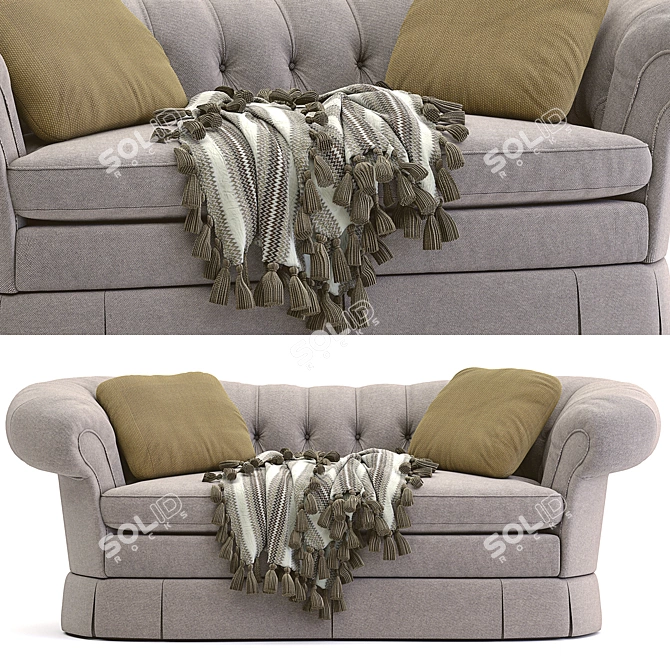 Elegant Victorian Loveseat 3D model image 5