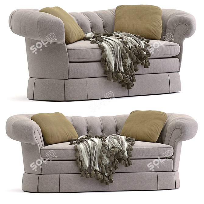 Elegant Victorian Loveseat 3D model image 7