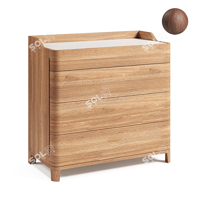La Redoute Junius Oak/Walnut Chest 3D model image 1