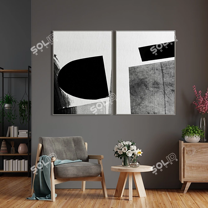 Modern Minimal Abstract Photo Frame 3D model image 2