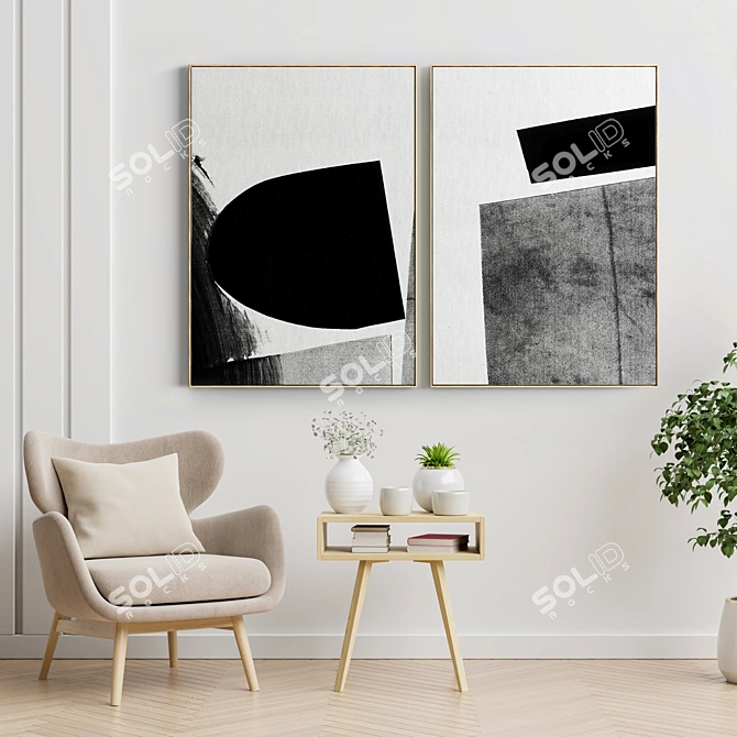 Modern Minimal Abstract Photo Frame 3D model image 4