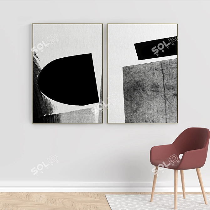 Modern Minimal Abstract Photo Frame 3D model image 5