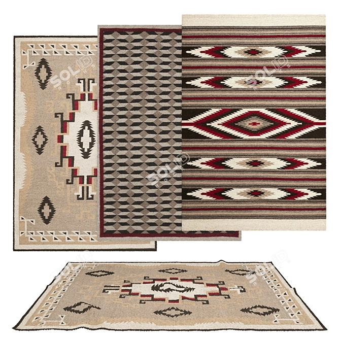 Versatile Set of 6 Rugs 3D model image 1