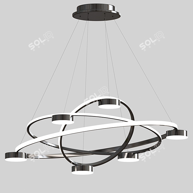 Elegant LED Iron Chandelier 3D model image 1