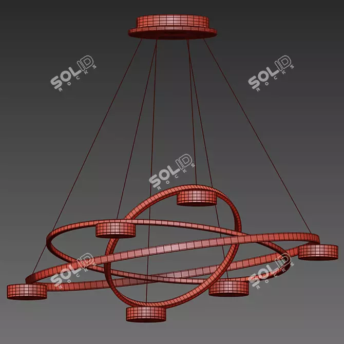 Elegant LED Iron Chandelier 3D model image 2