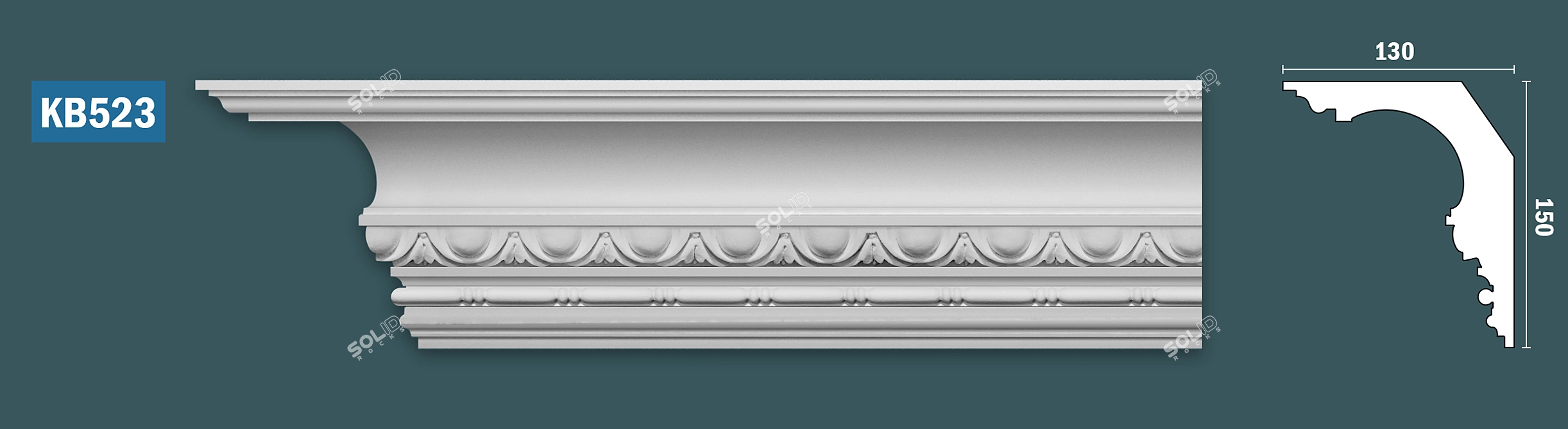 Title: Ornamental Plaster Cornice | KV523 3D model image 5