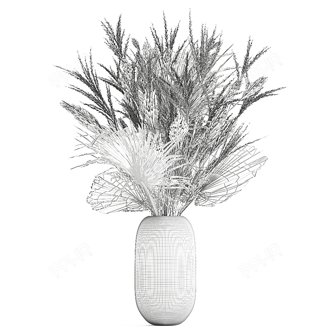 Elegant Dry Floral Bouquet 3D model image 7