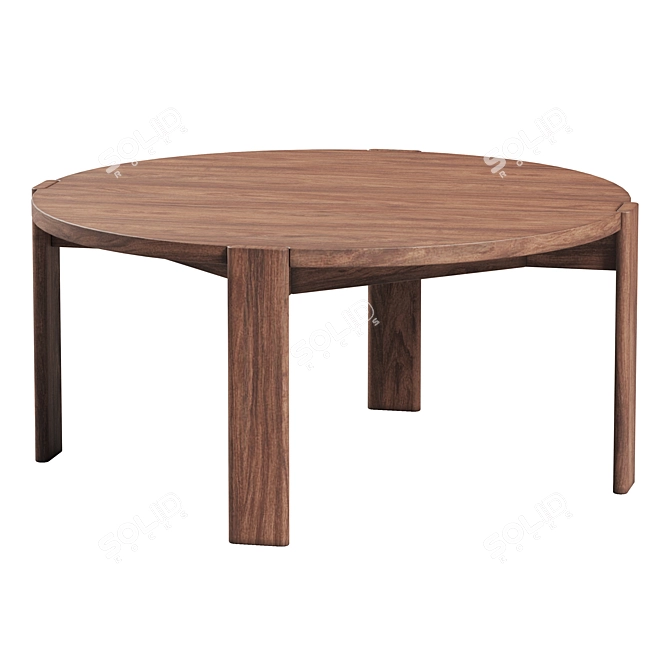Elegant Walnut Coffee Table 3D model image 1