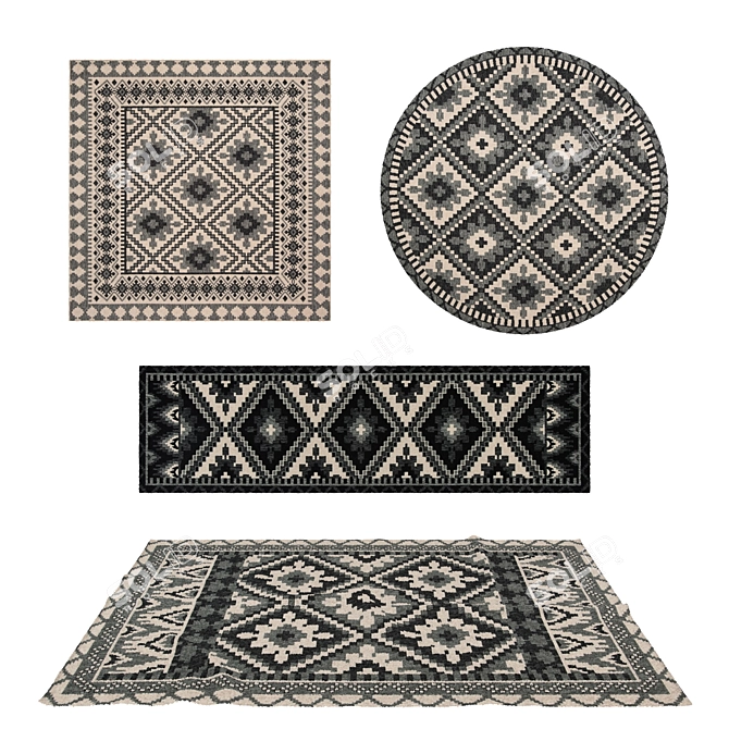 Versatile Rug Set: 8 Designs incl. VRayFur & Displacement Mods 3D model image 1