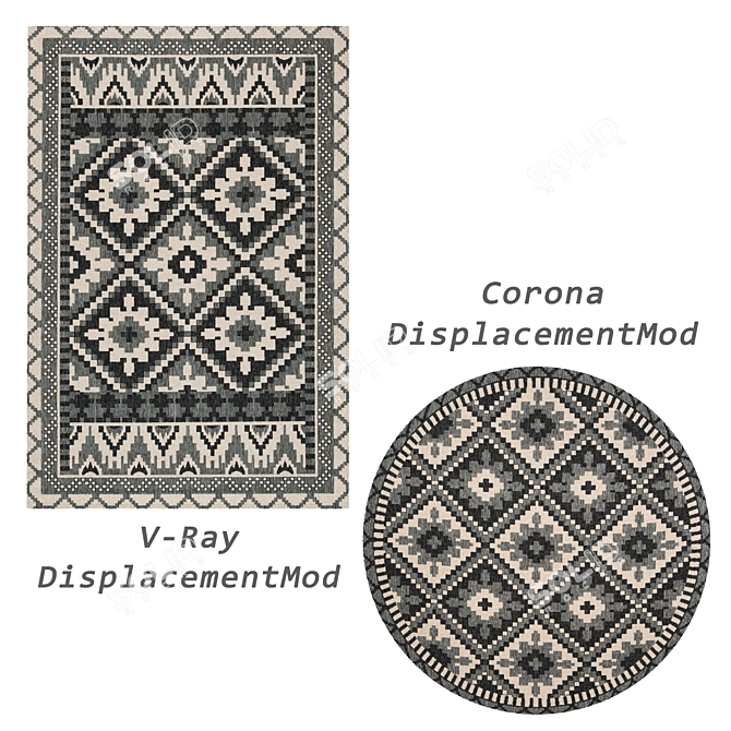 Versatile Rug Set: 8 Designs incl. VRayFur & Displacement Mods 3D model image 2