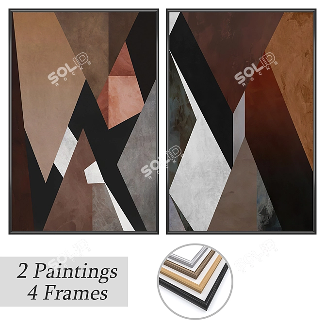 Decorative Set: Wall Paintings & Frames 3D model image 1