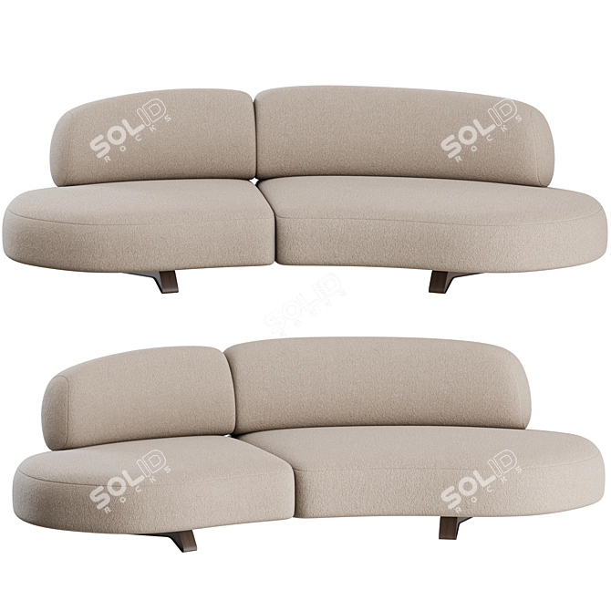 Elegant Curved Sofa: Vao 250 by Paolo Castelli 3D model image 4