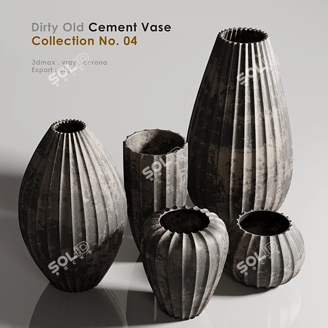 Sanibel Textured Black Cement Vase - Vintage Beauty 3D model image 2