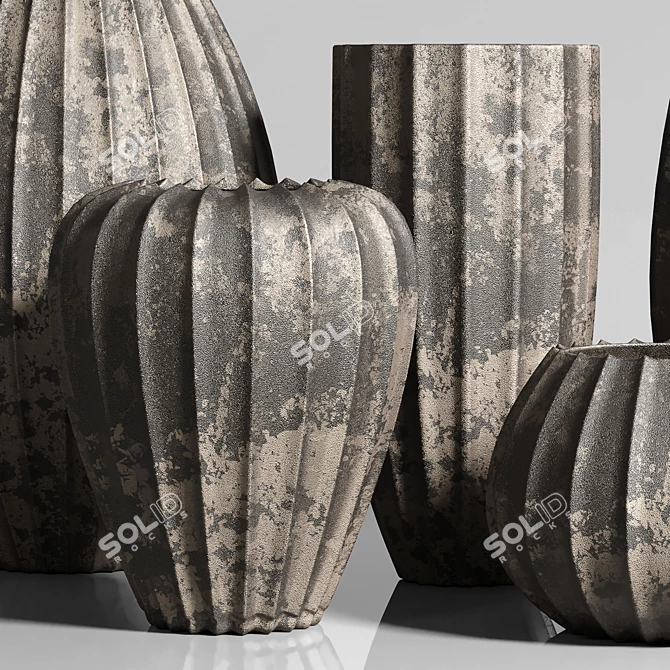 Sanibel Textured Black Cement Vase - Vintage Beauty 3D model image 3