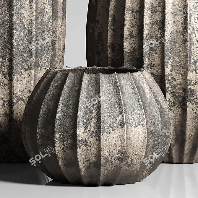Sanibel Textured Black Cement Vase - Vintage Beauty 3D model image 4
