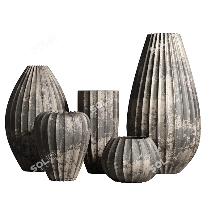 Sanibel Textured Black Cement Vase - Vintage Beauty 3D model image 6