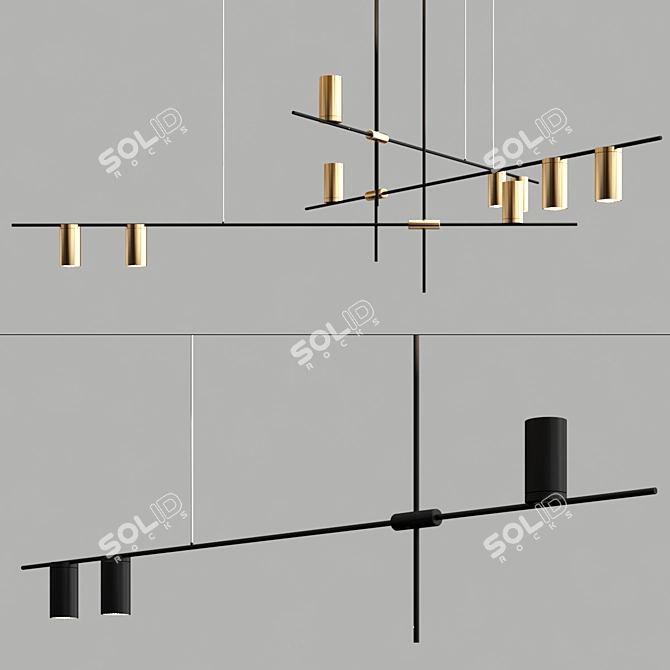 Sleek Swing Lights Chandelier 3D model image 1