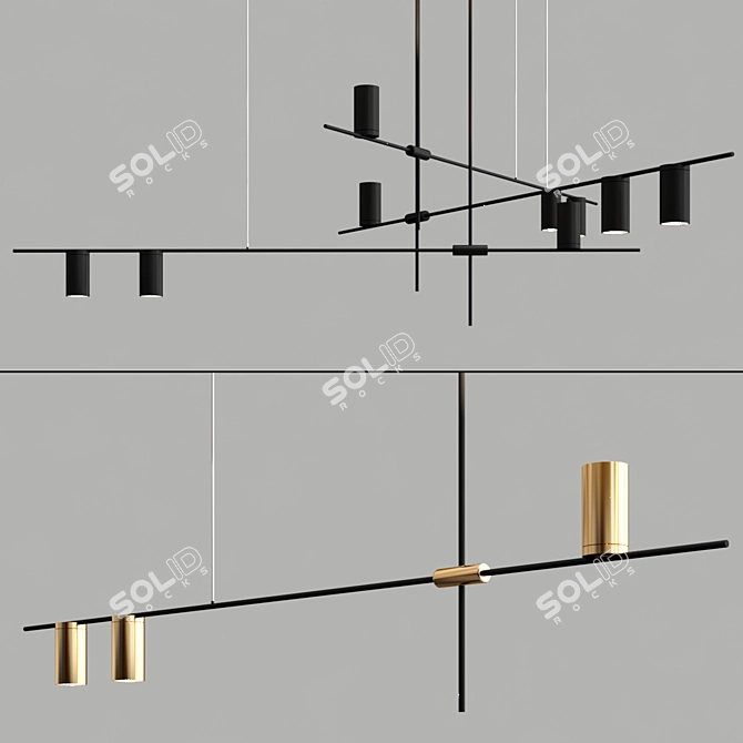 Sleek Swing Lights Chandelier 3D model image 2