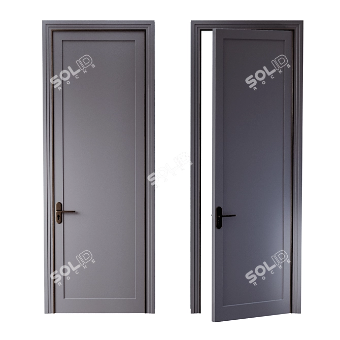 Title: Dual Tone Grey Door with Brass Trim - 800x2500mm 3D model image 2