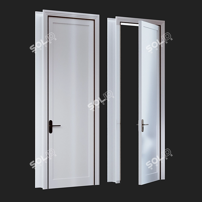 Title: Dual Tone Grey Door with Brass Trim - 800x2500mm 3D model image 3