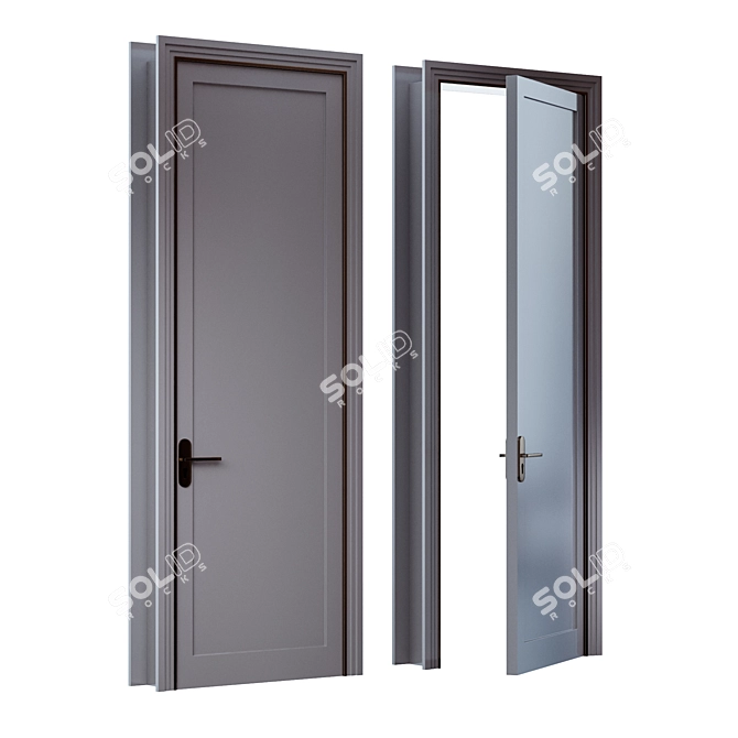 Title: Dual Tone Grey Door with Brass Trim - 800x2500mm 3D model image 4