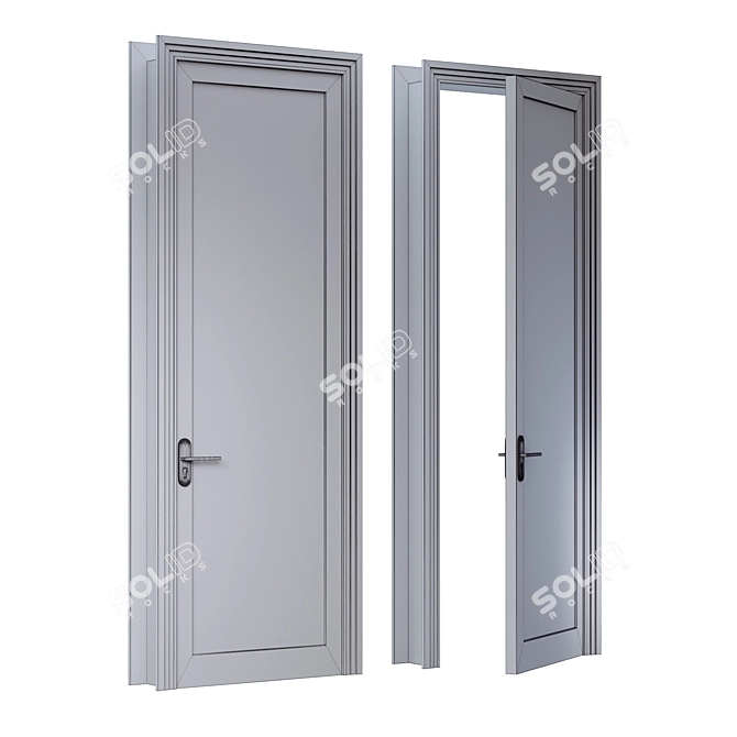 Title: Dual Tone Grey Door with Brass Trim - 800x2500mm 3D model image 5