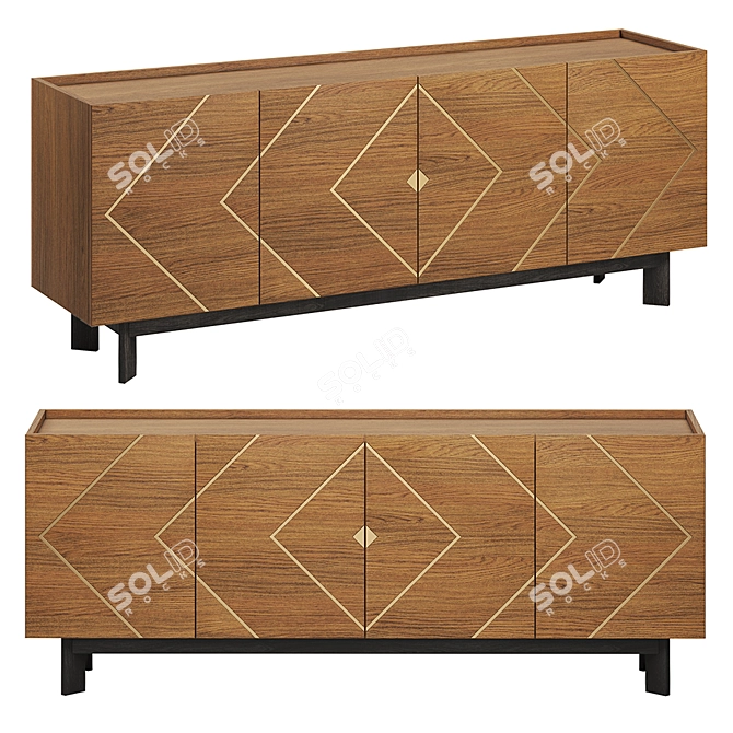 Retro Elegance Walnut Buffet 3D model image 1