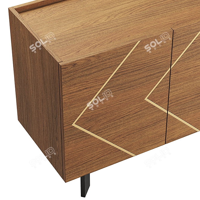 Retro Elegance Walnut Buffet 3D model image 2