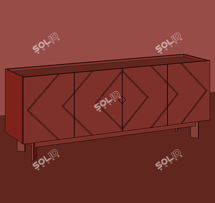 Retro Elegance Walnut Buffet 3D model image 3