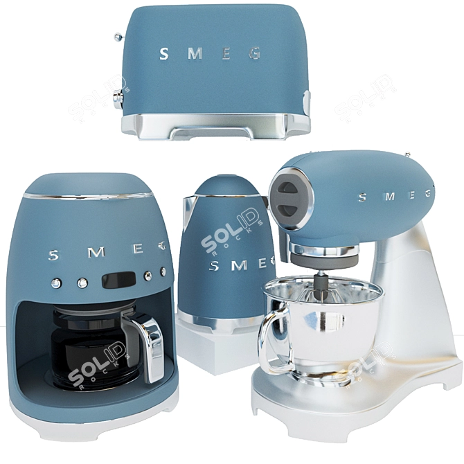 Smeg Blue Kitchen Appliance Set 3D model image 3