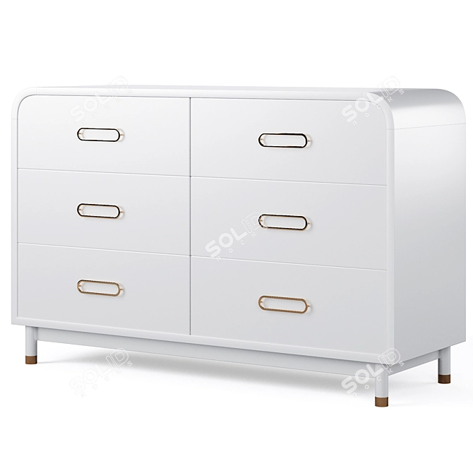 Kids Arlo White & Gold Dresser: Elegant Storage Solution 3D model image 1