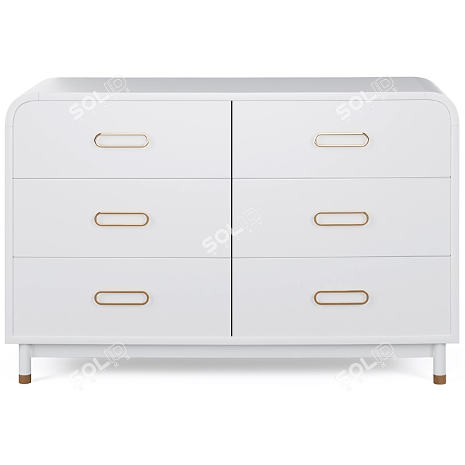 Kids Arlo White & Gold Dresser: Elegant Storage Solution 3D model image 2