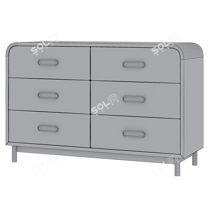 Kids Arlo White & Gold Dresser: Elegant Storage Solution 3D model image 3